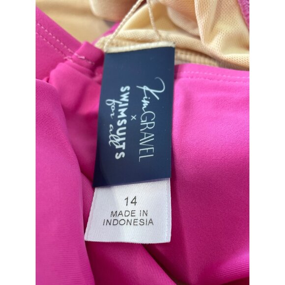 Kim Gravel x Swimsuits For All Surplice Asymmetrical Sarong Size 14 Malibu Pink - Picture 5 of 8